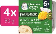 GERBER Organic 100 % rastlinný dezert mango a kiwi s kokosovým mliekom 4× 90 g - Príkrm