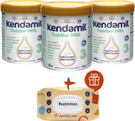 Kendamil kisgyermek tápszer 3 DHA+ (3×800 g) + Beginnings törlőkendő 64 db - Bébitápszer