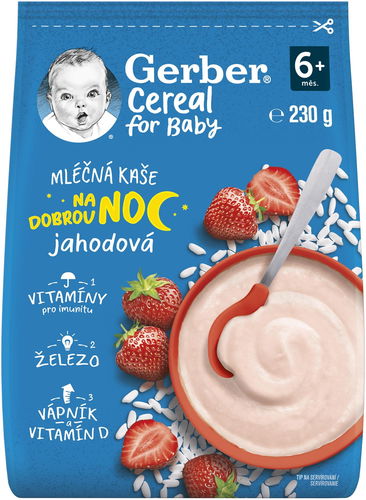 GERBER Cereal mléčná kaše Dobrou noc jahodová 230 g - Mléčná kaše - Hlavní obrázek