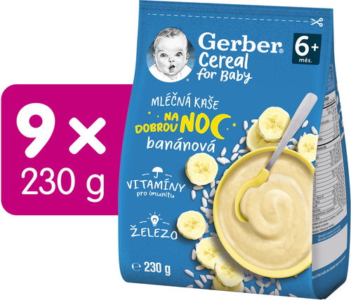 GERBER Cereal mléčná kaše Dobrou noc banánová 9× 230 g - Mléčná kaše - Hlavní obrázek