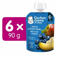 GERBER Natural kapsička jablko, borůvka a banán 6× 90 g - Meal Pocket