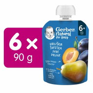 GERBER Natural kapsička hruška a švestka 6× 90 g - Meal Pocket