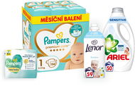PAMPERS balíček I. (plenky vel. 1 - 156 ks, vlhčené ubrousky, prací gel a aviváž) - Startovací sada pro miminko