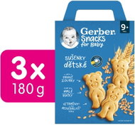 GERBER Snacks dětské sušenky 3× 180 g - Children's Cookies