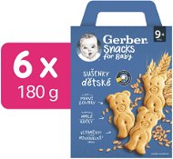 GERBER Snacks dětské sušenky 6× 180 g - Sušenky pro děti
