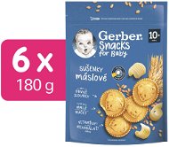 GERBER Snacks máslové sušenky 6× 180 g - Sušenky pro děti