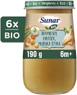 Sunar BIO príkrm zemiaky, hrášok, morská šťuka, olivový olej 6 m+, 6× 190 g - Príkrm