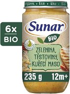 Sunar BIO příkrm zelenina, těstoviny, kuřecí maso 12m+, 6× 235 g - Baby Food