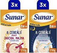 Milk Porridge Sunar mléčná kaše 8 cereálií mix příchutí 8m+, 6× 210 g - Mléčná kaše