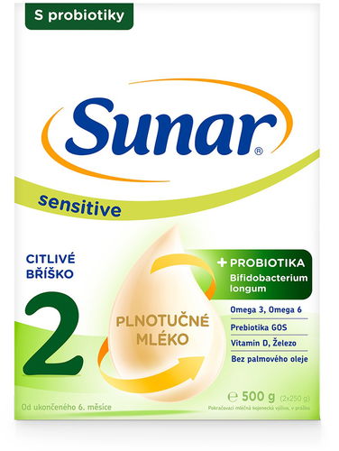Sunar Sensitive 2 pokračovací kojenecké mléko, 500 g - Kojenecké mléko - Hlavní obrázek