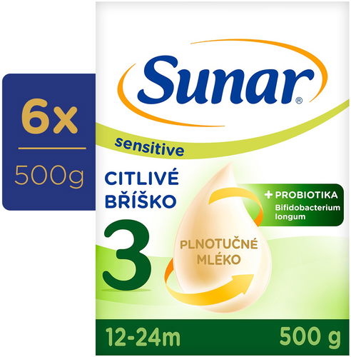 Sunar Sensitive 3 batolecí mléko, 6× 500 g - Kojenecké mléko - Hlavní obrázek