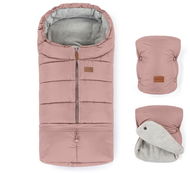 Stroller Footmuff Petite&Mars Set winter Jibot 3in1 + gloves for stroller Jasie Dusty Pink - Fusak do kočárku