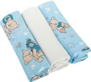 Bomimi Premium Cotton Diapers 80×70 Teddy-Blue 3 pcs - Cloth Nappies