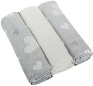 Bomimi Premium Cotton Diapers 80×70 Heart-Grey 3 pcs - Cloth Nappies