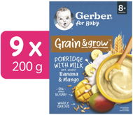 GERBER mliečna kaša pšenično-ovsená banán a mango 9× 200 g - Mliečna kaša