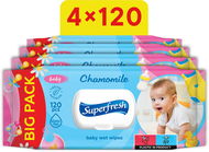 Vlhčené ubrousky Superfresh s heřmánkem 4× 120 ks (480 ks) - Vlhčené ubrousky