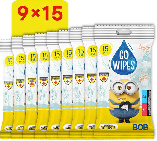 GoWipes vlhčené antibakteriální ubrousky Mimoň 9× 15 ks (135 ks) - Vlhčené ubrousky - Hlavní obrázek