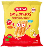 SMILEAT Bio kukuřičné křupky hrášek, čočka, rajče a sýr s olivovým olejem a vitaminem B1 25 g - Křupky pro děti