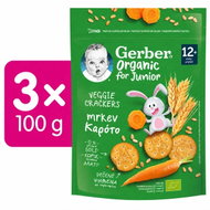 GERBER Organic krekry s mrkví 3× 100 g - Crisps for Kids