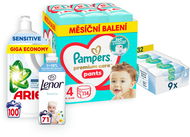 PAMPERS balíček IV. (plenkové kalhotky vel. 4 - 114 ks, vlhčené ubrousky, prací gel a aviváž) - Startovací sada pro miminko
