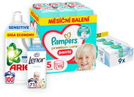 PAMPERS balíček V. (plenkové kalhotky vel. 5 - 102 ks, vlhčené ubrousky, prací gel a aviváž) - Startovací sada pro miminko