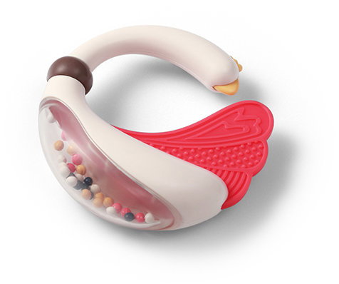 BabyOno rágóka csörgővel Swan 3 m+