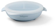 BabyOno silikonový talíř s přísavkou a víčkem modrý - Dětský talíř