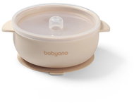 BabyOno silicone cup with lid beige - Children's Bowl