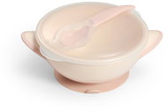 BabyOno closable with suction cup and spoon, cream pink - Children's Bowl