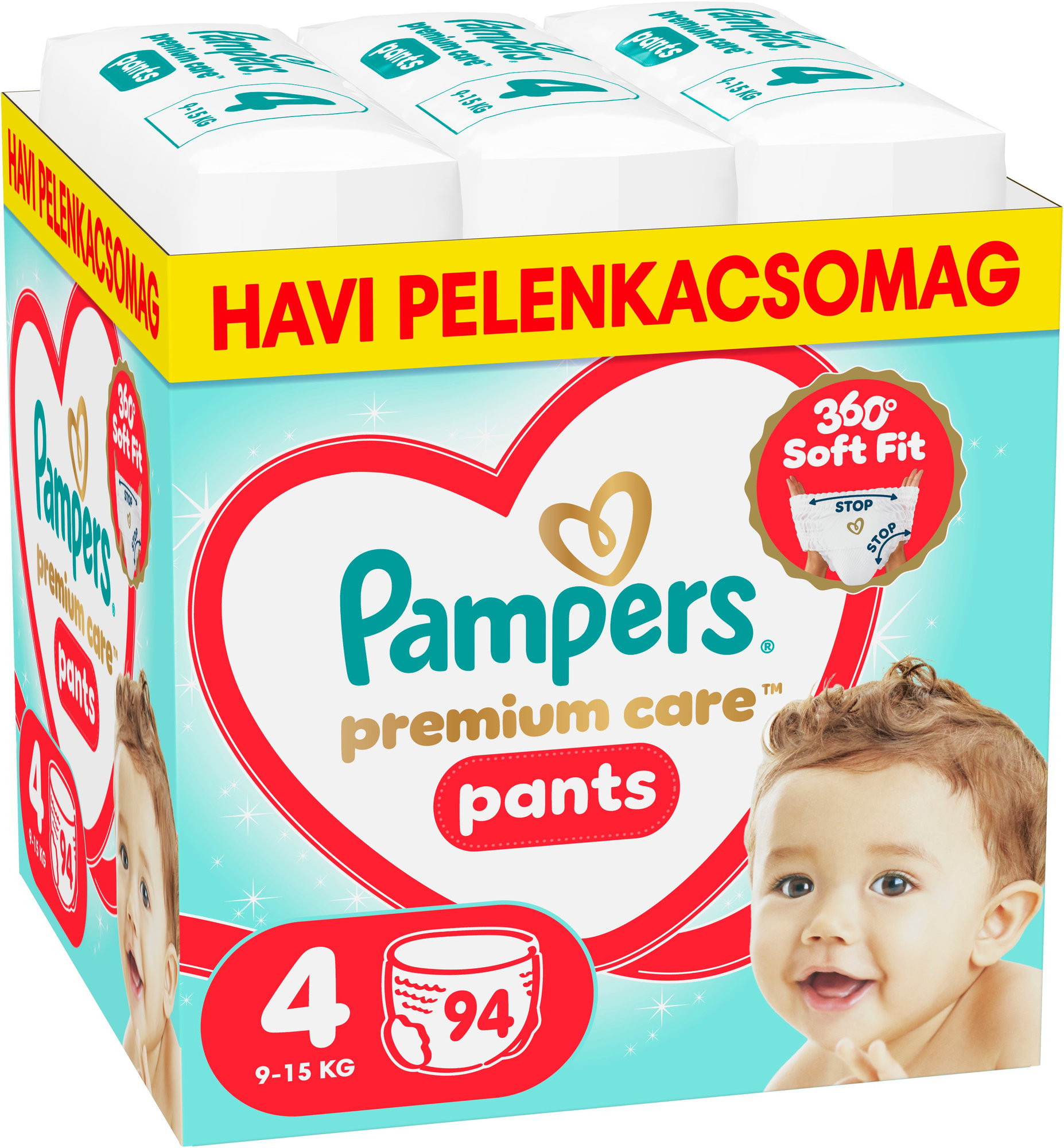 PAMPERS Premium Care Pants, 4 bugyipelenka (94 db)