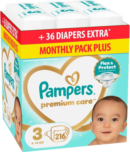 PAMPERS Premium Care size 3 (216 pcs) - Disposable Nappies - Main image