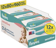 PAMPERS Sensitive 960 pcs (12×80 pcs) - Wet Wipes
