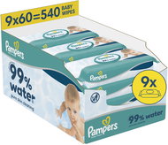 PAMPERS 99% Water 540 pcs (9×60 pcs) - Wet Wipes