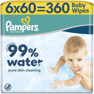 PAMPERS 99% Water 360 pcs (6×60 pcs) - Wet Wipes