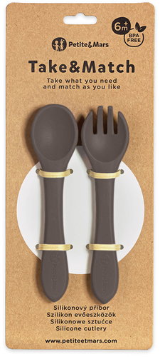 PETITE&MARS Take&Match Bitter Cocoa 6m+ - Cutlery Set - Main image
