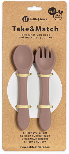 PETITE&MARS Take&Match Velvet Latte 6m+ - Cutlery Set - Main image