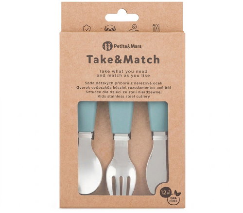 PETITE&MARS Take&Match Frosted Sky 12m+ - Cutlery Set - Main image