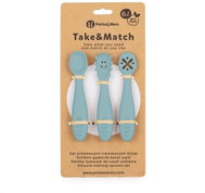 PETITE&MARS Take&Match Silicone Training Spoons Set, Frosted Sky, 6m+, 3pcs - Cutlery Set
