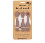 PETITE&MARS Take&Match Silicone Training Spoons Set, Velvet Latte 6m+, 3pcs - Cutlery Set