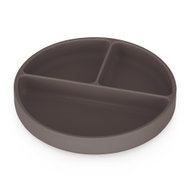 PETITE&MARS Silicone Divided Plate Round Take&Match Bitter Cocoa 6m+ - Children's Plate