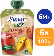 Sunar BIO Jablko mango broskev 6× 100 g  - Meal Pocket