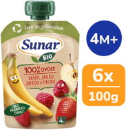 Sunar BIO Banán jablko jahoda malina 6× 100 g - Meal Pocket