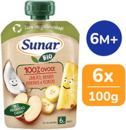 Sunar BIO Jablko banán ananas kokos 6× 100 g  - Meal Pocket