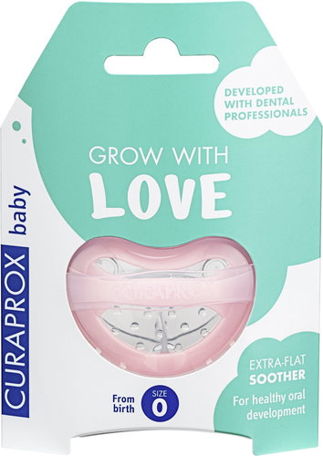 CURAPROX Baby, Size 0 Soother from Birth, Pink - Baby Pacifier - Main image
