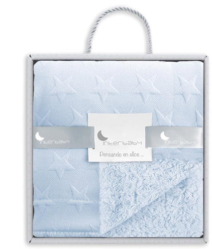 INTERBABY Blanket Stars & Roses, Blue - Blanket - Main image
