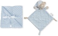 INTERBABY Soft Blanket with Round Circles and Doudou Cuddly Toy, Blue - Blanket