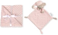 INTERBABY Soft Blanket with Round Circles and Doudou Cuddly Toy, Pink - Blanket