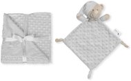INTERBABY Soft Blanket with Round Circles and Doudou Cuddly Toy, Grey - Blanket