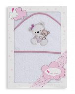 INTERBABY Terry Towel (100 × 100cm) Mama Bear, White and Pink - Children's Bath Towel