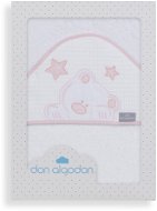INTERBABY Frottír fürdőlepedő (100 × 100 cm) mackó csillaggal, fehér-rózsaszín - Gyerek fürdőlepedő